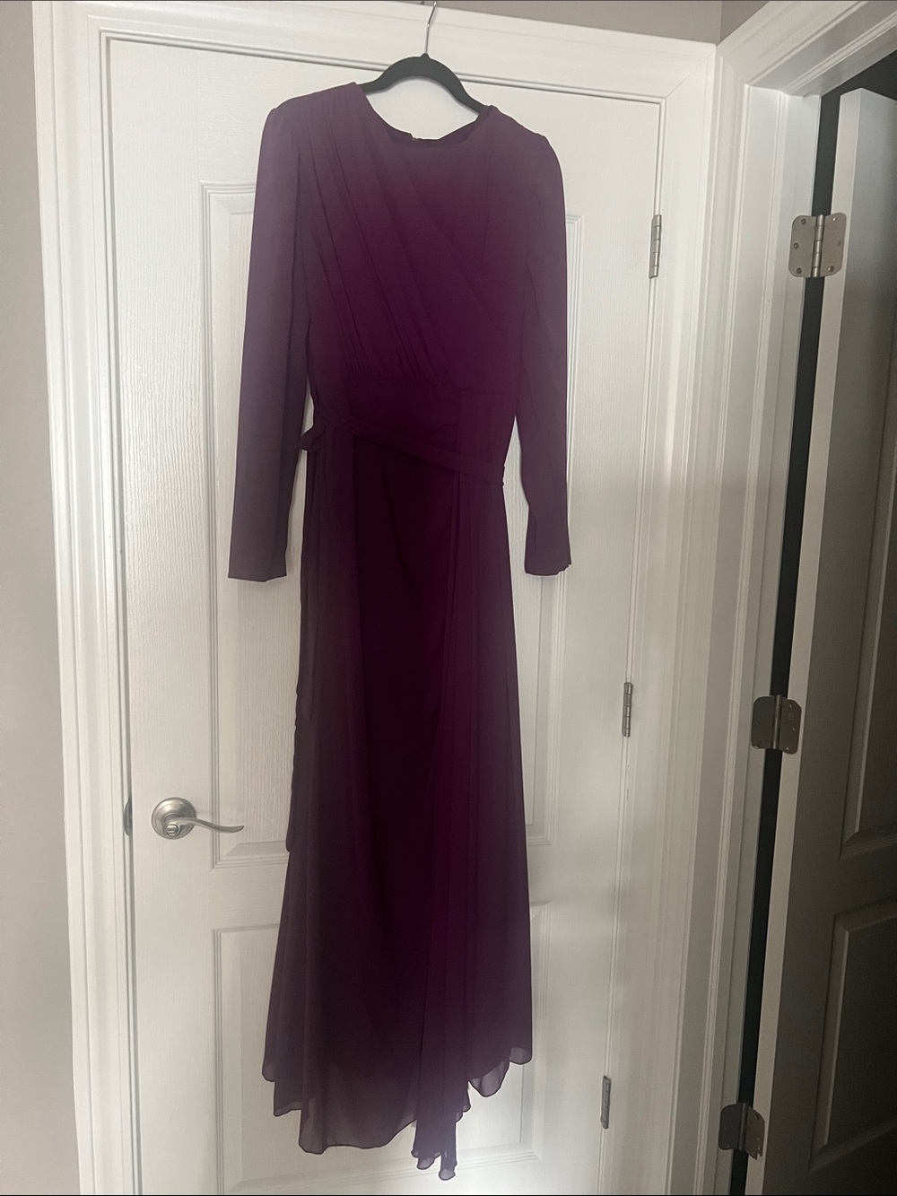 Women’s Long Sleeve Purple Chiffon Evening Dress